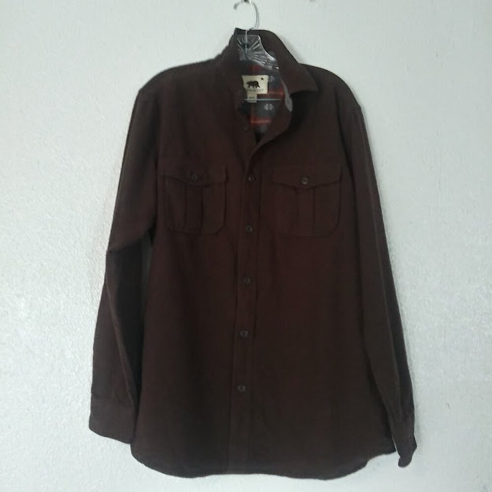 Dakota Grizzly Men's size M brown solid long sleeve button down western shirt